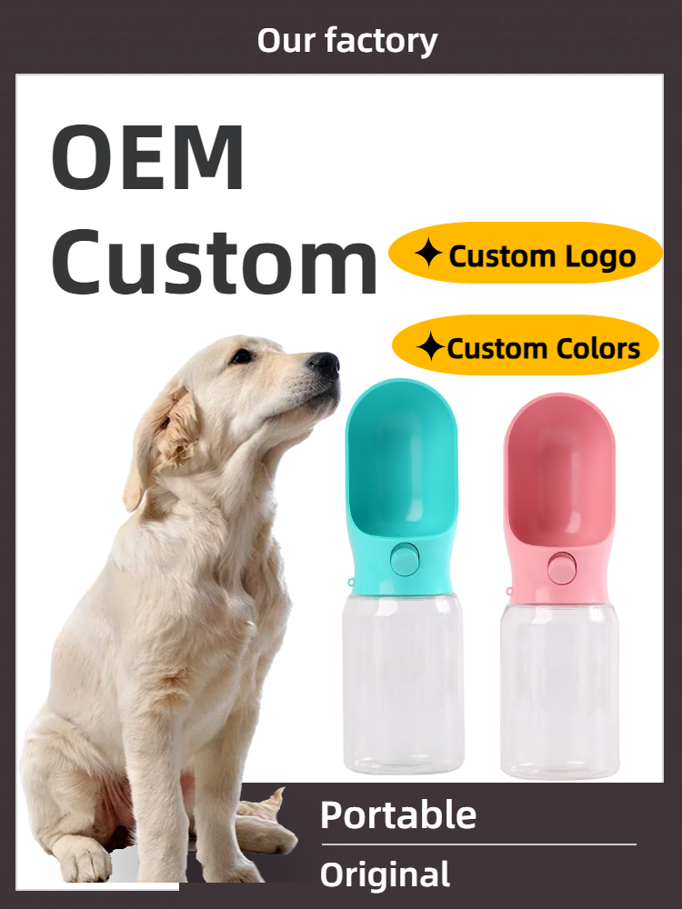 Portable Dog Water Bottle - Leak Proof Light Water Bottle - Dog Travel Water Bottle with Bowl - Dog Walking Accessory (12 oz, Blue)